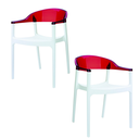 Chaise Carmen Blanc/ Rouge transparent