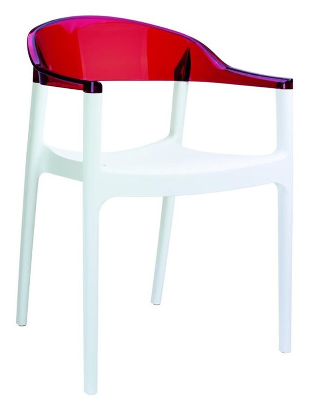 Chaise Carmen Blanc/ Rouge transparent
